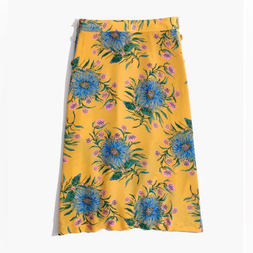 Madewell Silk Side-Button Skirt in Painted Blooms🌻